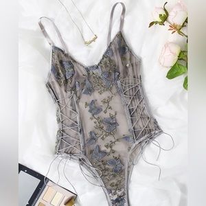 Grey Lace Bodysuit